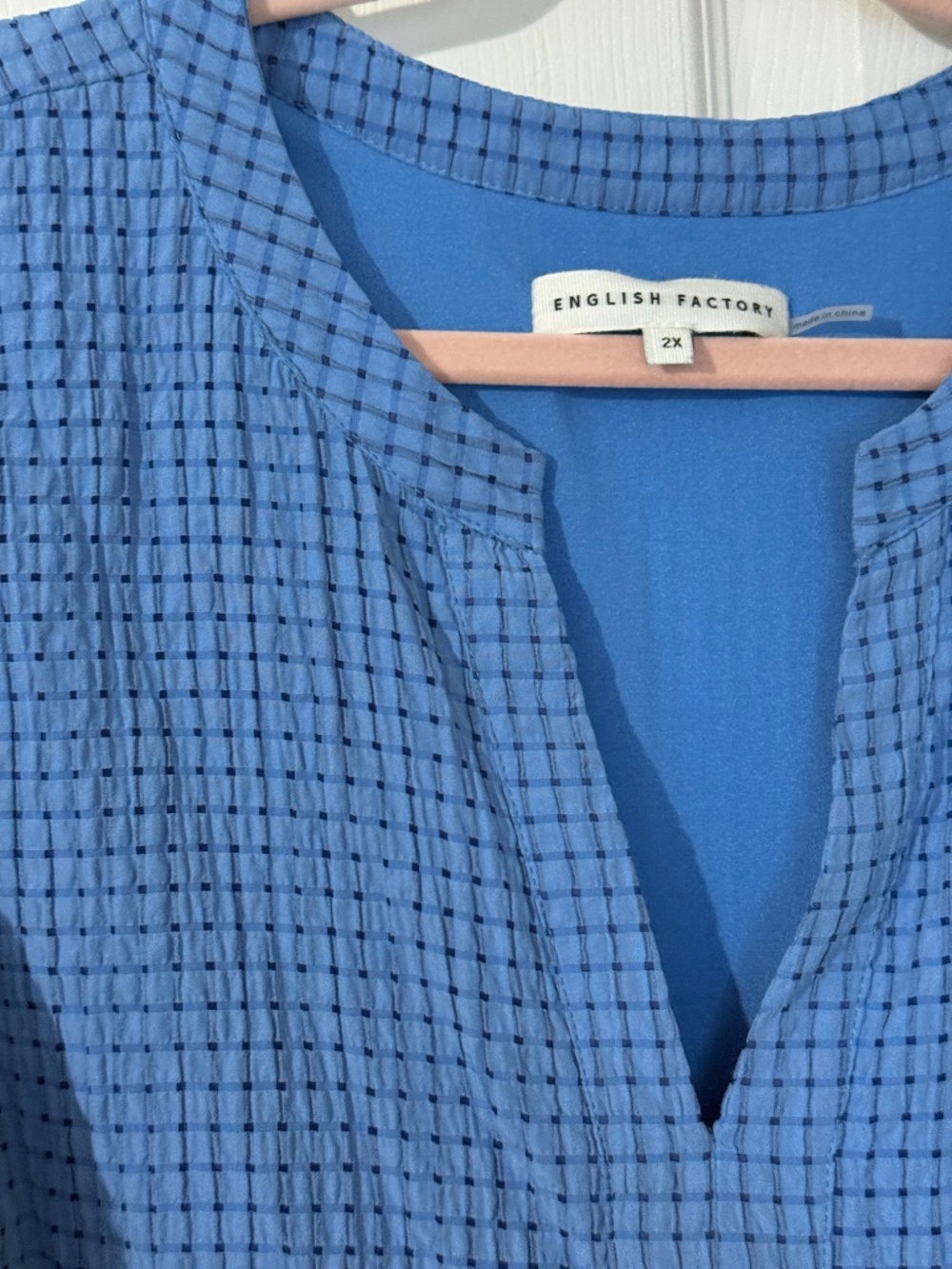 English Factory Blue Textured Dress 2x - Picture 2 of 6